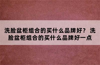 洗脸盆柜组合的买什么品牌好？ 洗脸盆柜组合的买什么品牌好一点